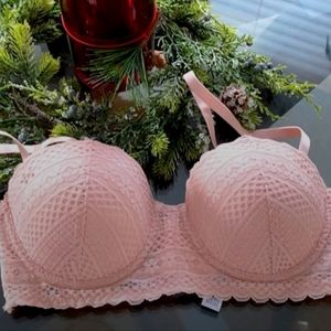 Light pink lace multi-strap bra